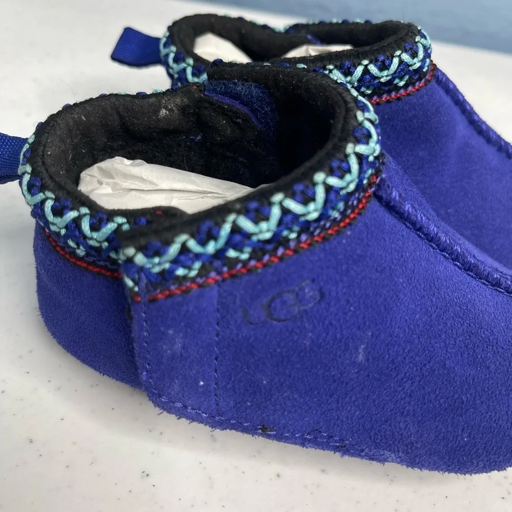UGG Baby Tasman Beanie moccasins suede leather Slipper/navel blue size 02/03